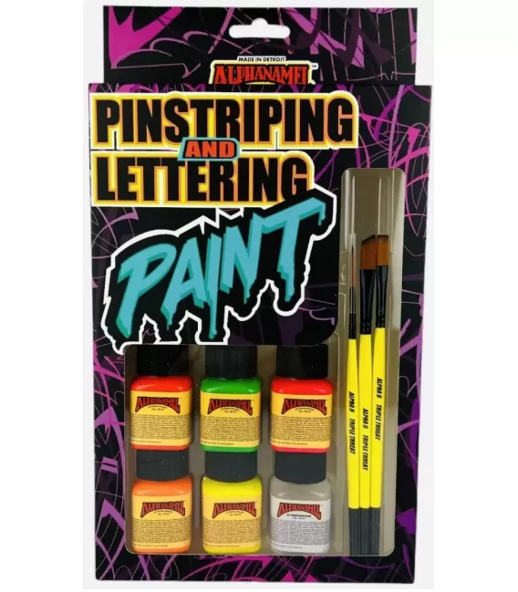 Alphanamel Fluorescent Paints and Brushes Set
