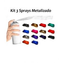 Kit com 3 sprays de tinta metálica (3 unidades)
