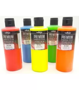 Kit Pinturas Aerografía Fluorescentes Premium Vallejo (5ud x 200ml)