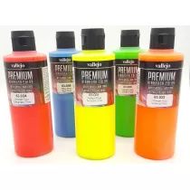 Kit Pinturas Aerografía Fluorescentes Premium Vallejo (5ud x 200ml)
