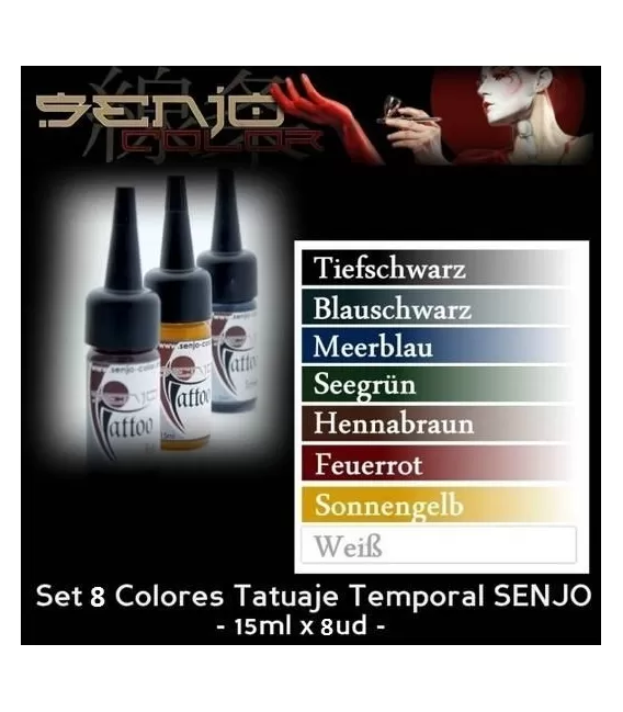 Kit Tinten-Temporäre Tätowierung Senjo (8ud x 15ml)