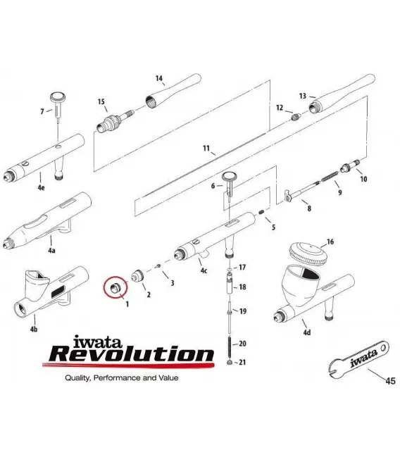 Peças REVOLUTION Iwata (AR/BR/CR/BCR/SAR)