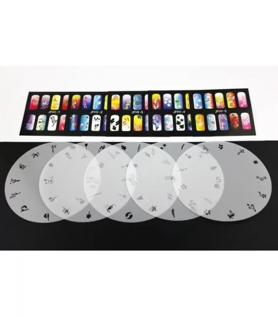 Ensemble de modèles d'ongles pour aérographe 5 unités