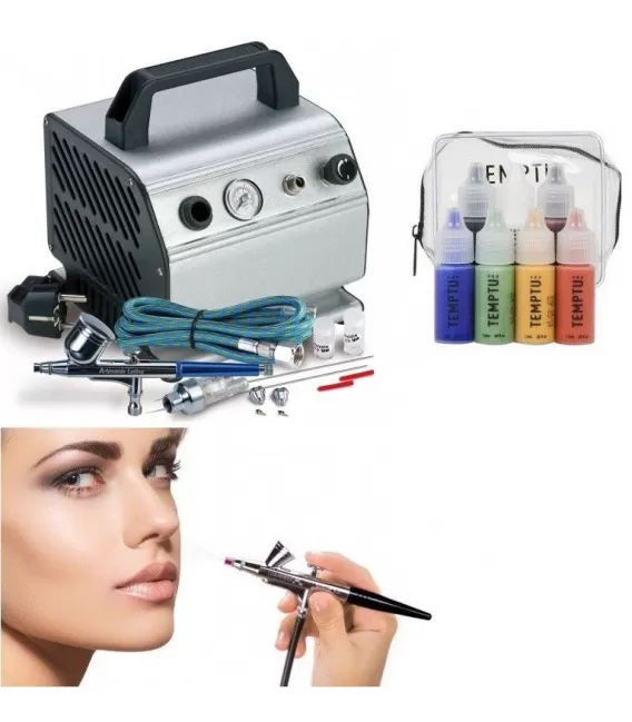 Ensemble d'aérographe de maquillage intermédiaire